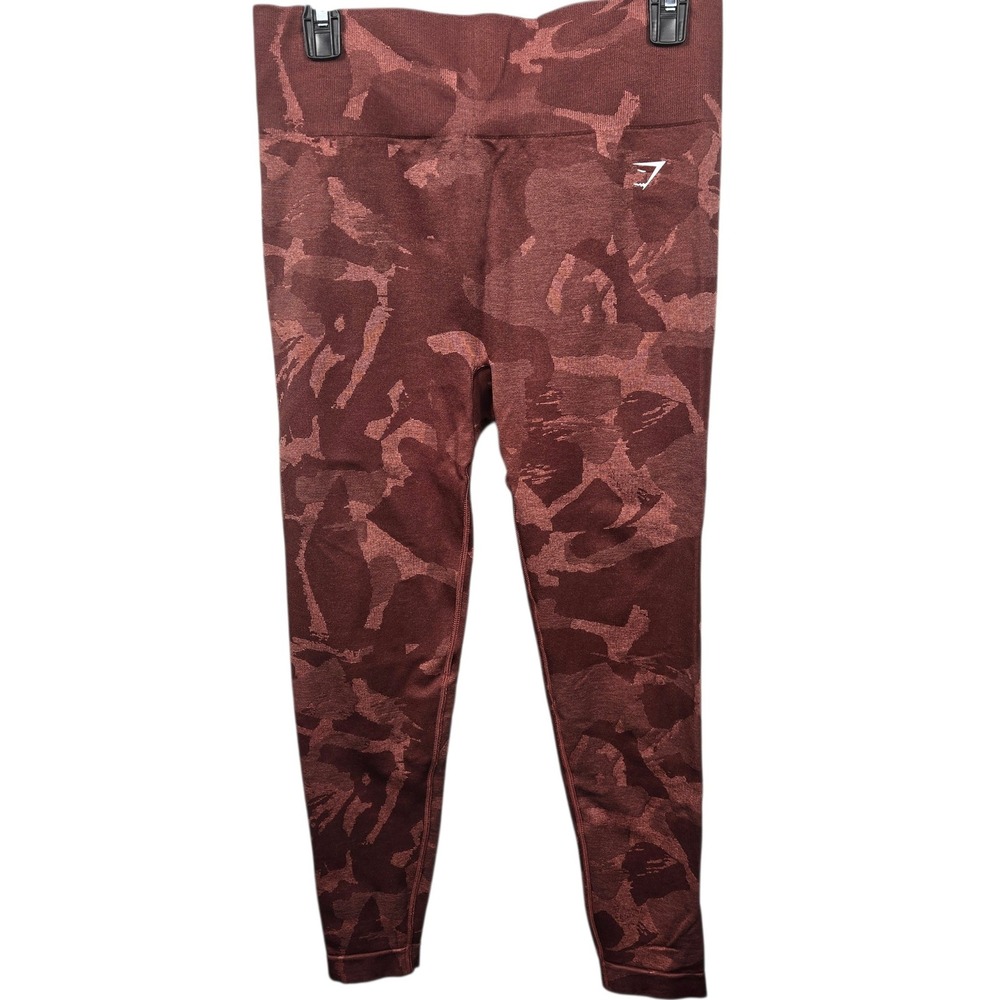 Gymshark Adapt Camo Seamless Leggings Womens XL Burgundy Workout Activewear‎